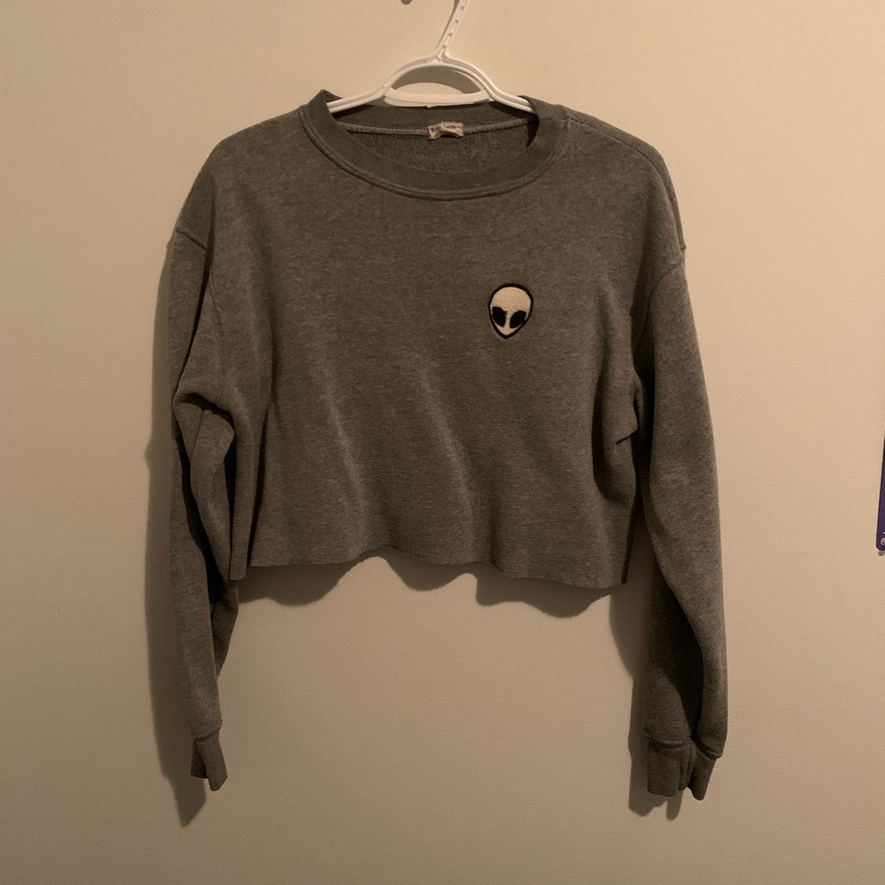 BRANDY MELVILLE distressed crop alien sweater